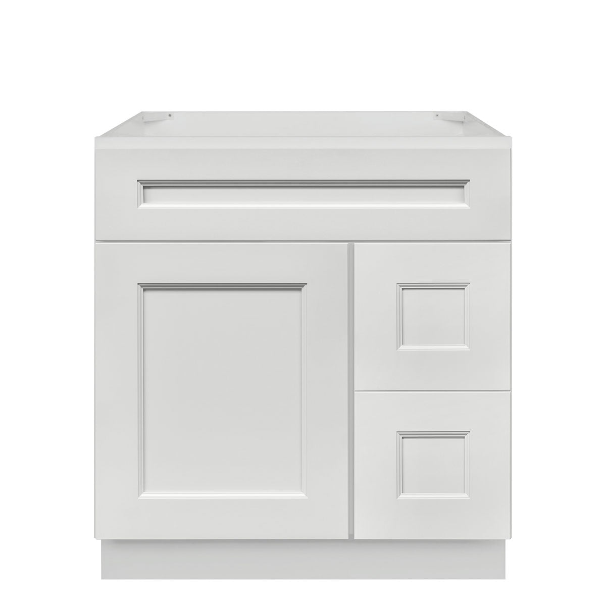 Vanity Sink Base Cabinet with Right Drawers 30 W x 21 D x 34 H - Milan Pearl - Bathroom Vanities