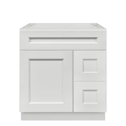 Vanity Sink Base Cabinet with Right Drawers 30 W x 21 D x 34 H - Milan Pearl - Bathroom Vanities