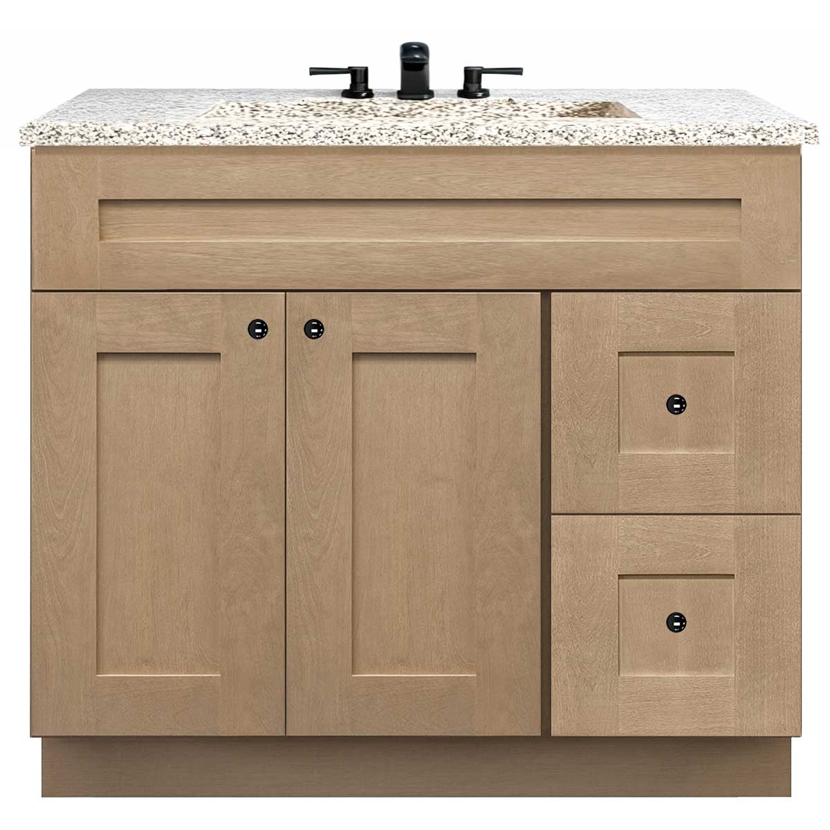 Vanity Sink Base Cabinet with Right Drawers 36 in W x 21 in D x 34 1/2 in H Shaker Toffee Bathroom Vanities