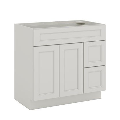 Vanity Sink Base Cabinet with Right Drawers 36 W x 21 D x 34 H - Milan Pearl - Bathroom Vanities