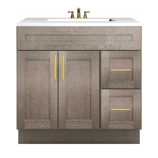 Vanity Sink Base Cabinet with Right Drawers 36 W x 21 D x 34 H - Milan Slate - Bathroom Vanities