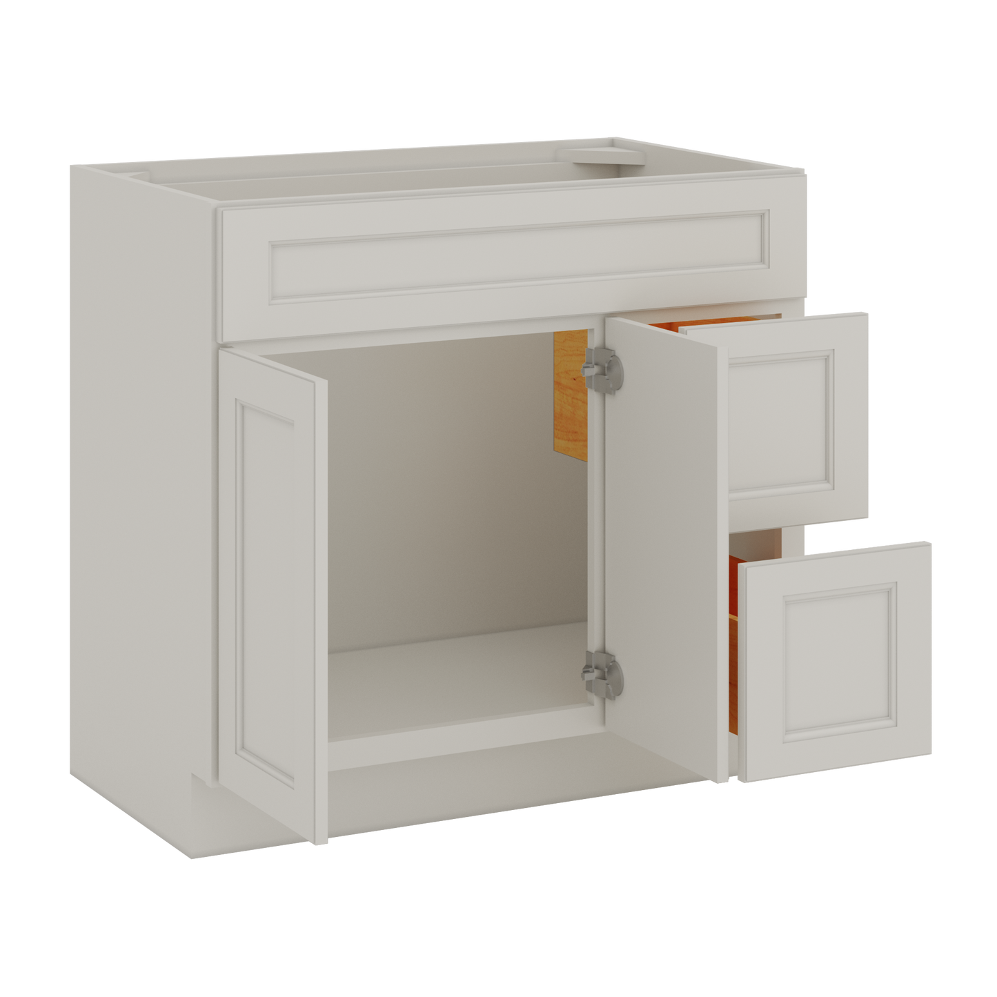 Vanity Sink Base Cabinet with Right Drawers 36 W x 21 D x 34 H - Milan Pearl - Bathroom Vanities