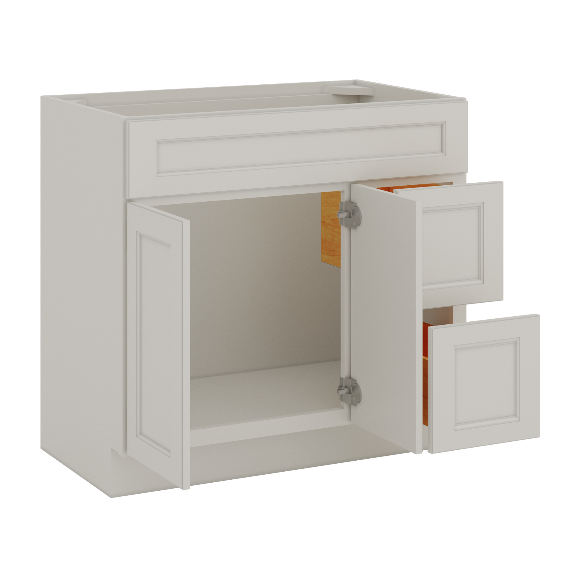 Vanity Sink Base Cabinet with Right Drawers 36 W x 21 D x 34 H - Milan Pearl - Bathroom Vanities