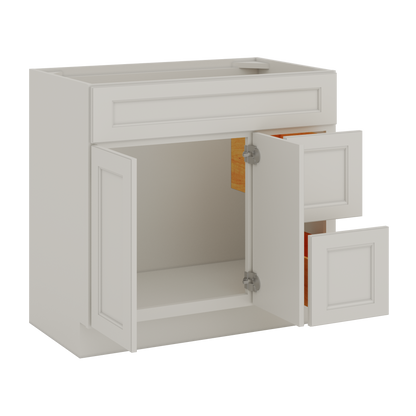Vanity Sink Base Cabinet with Right Drawers 36 W x 21 D x 34 H - Milan Pearl - Bathroom Vanities