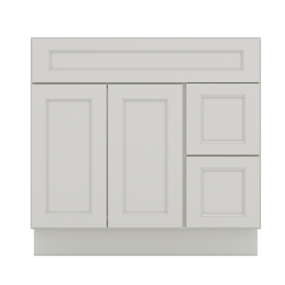 Vanity Sink Base Cabinet with Right Drawers 36 W x 21 D x 34 H - Milan Pearl - Bathroom Vanities