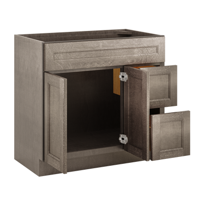 Vanity Sink Base Cabinet with Right Drawers 36 W x 21 D x 34 H - Milan Slate - Bathroom Vanities