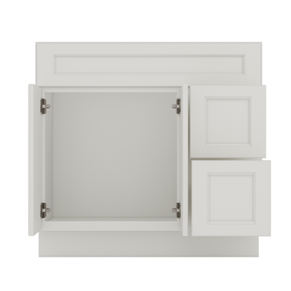 Vanity Sink Base Cabinet with Right Drawers 36 W x 21 D x 34 H - Milan Pearl - Bathroom Vanities