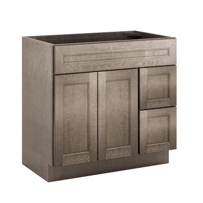 Vanity Sink Base Cabinet with Right Drawers 36 W x 21 D x 34 H - Milan Slate - Bathroom Vanities