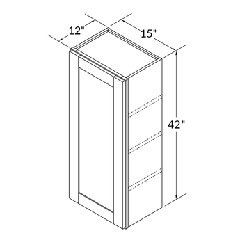 Wall Kitchen Cabinet W1542 Shaker Toffee LessCare 15 in. width 42 in. height 12 in. depth