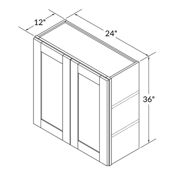 Wall Kitchen Cabinet W2436 Shaker Toffee LessCare 24 in. width 36 in. height 12 in. depth