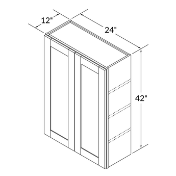 Wall Kitchen Cabinet W2442 Shaker Toffee LessCare 24 in. width 42 in. height 12 in. depth