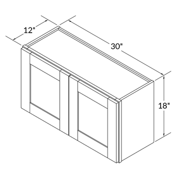 Wall Kitchen Cabinet W3018 Shaker Toffee LessCare 30 in. width 18 in. height 12 in. depth