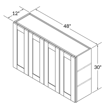 Wall Kitchen Cabinet W4830 Milan Pearl LessCare 48 in. width 30 in. height 12 in. depth