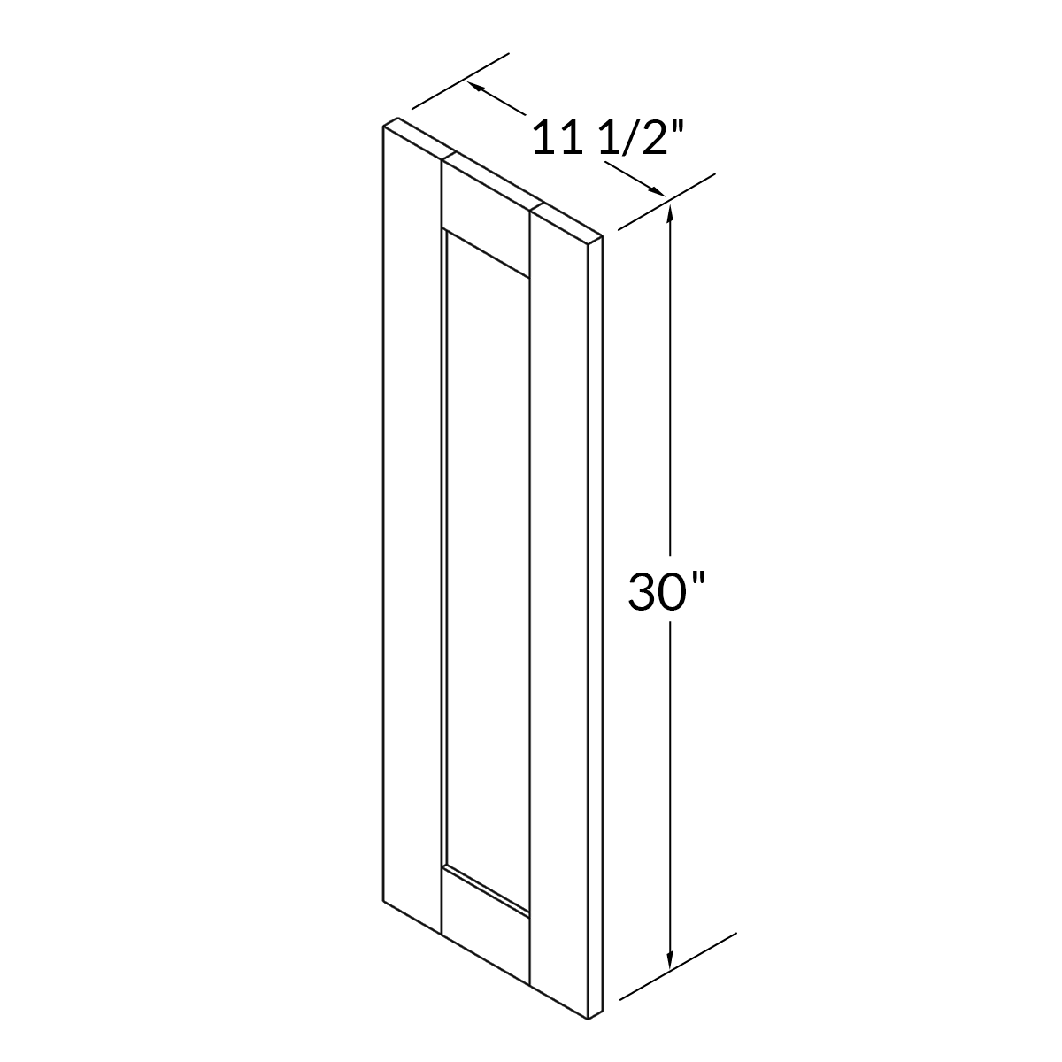 Wall decorative door WDD1230 Milan Slate LessCare 12 in. width 30 in. height - Kitchen Cabinets