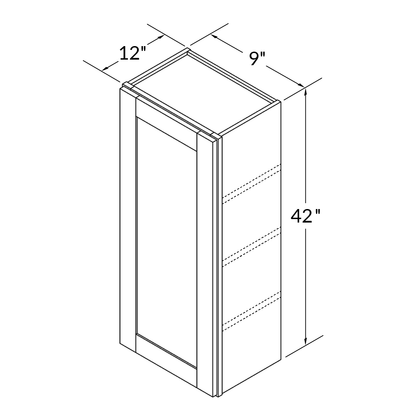 Wall Kitchen Cabinet W0942 Alpina White LessCare 9 in. width 42 in. height 12 in. depth - Kitchen Cabinets