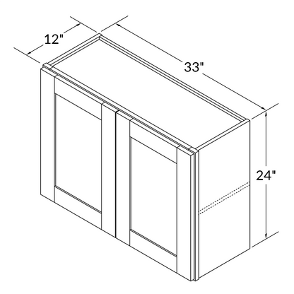 Wall Kitchen Cabinet W3324 Newport LessCare 33 in. width 24 in. height 12 in. depth - Kitchen Cabinets
