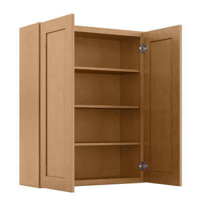 Wall Kitchen Cabinet W3342 Shaker Toffee LessCare 33 in. width 42 in. height 12 in. depth - Kitchen Cabinets