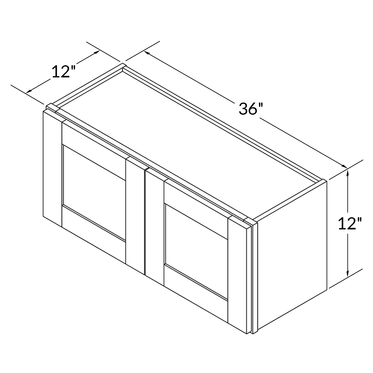 Wall Kitchen Cabinet W3612 Newport LessCare 36 in. width 12 in. height 12 in. depth - Kitchen Cabinets