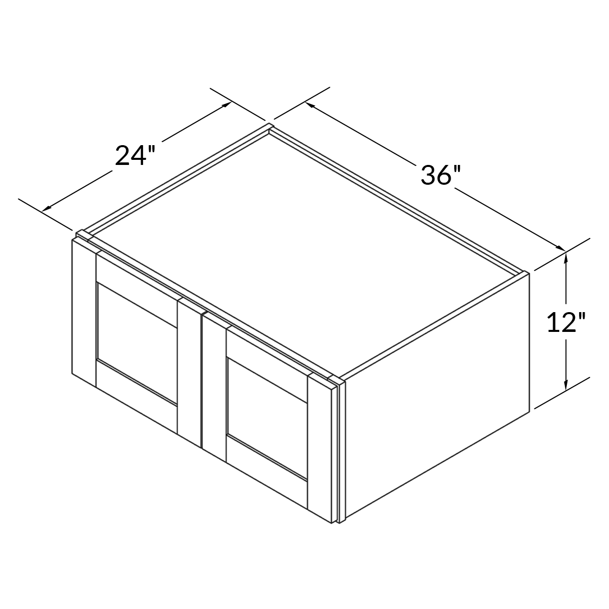 Wall Kitchen Cabinet W361224 Alpina White LessCare 36 in. width 12 in. height 24 in. depth - Kitchen Cabinets