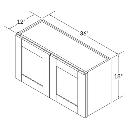 Wall Kitchen Cabinet W3618 Newport LessCare 36 in. width 18 in. height 12 in. depth - Kitchen Cabinets