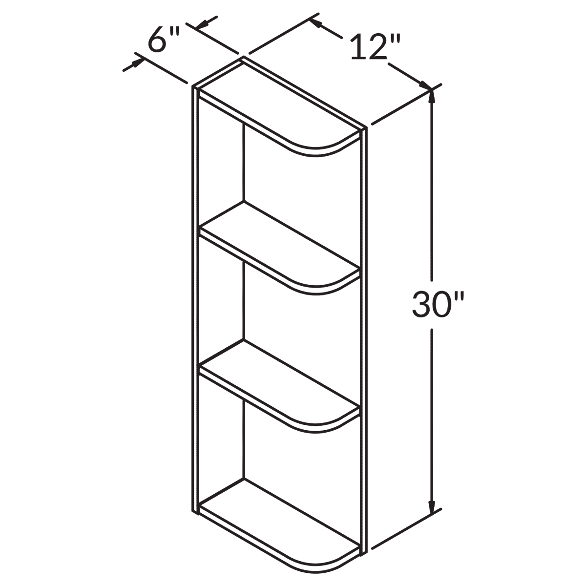 What-Not-Shelf Kitchen Cabinet WN630 Danbury Blue LessCare 6 in. width 30 in. height 12 in. depth - Kitchen Cabinets