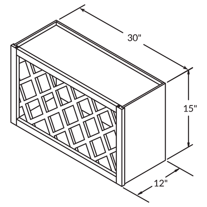 Wine Rack Kitchen Cabinet WR3015 Milan Pearl 30 in. width 15 in. height 12 in. depth - Kitchen Cabinets