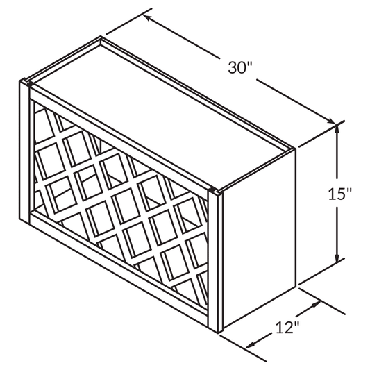 Wine Rack Kitchen Cabinet WR3015 Milan Slate 30 in. width 15 in. height 12 in. depth - Kitchen Cabinets