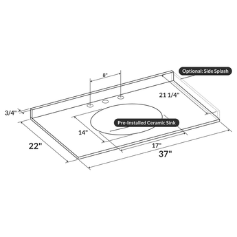 Cara White 37x22 with Backsplash (8 in Spread)