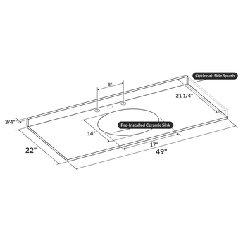 Cara White 49x22 with Backsplash (8 in Spread)