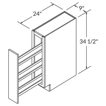 Base Kitchen Cabinet B09 Newport LessCare 9 in. width 34.5 in. height 24 in. depth