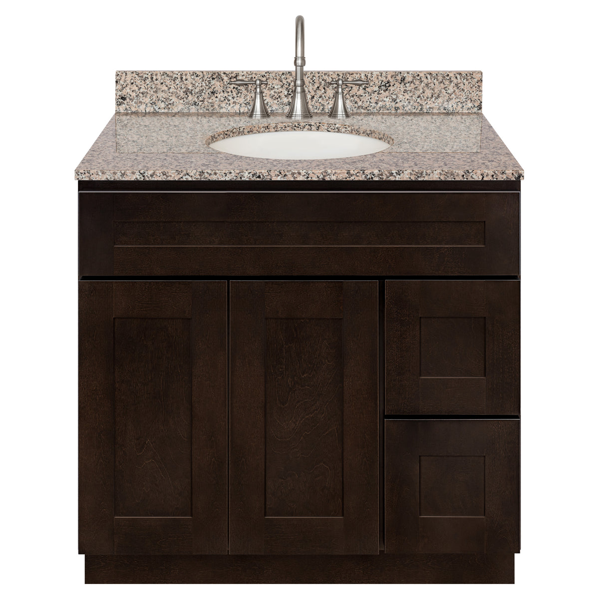 36" Vanity Espresso Shaker + Burlywood Granite Top + LB7B