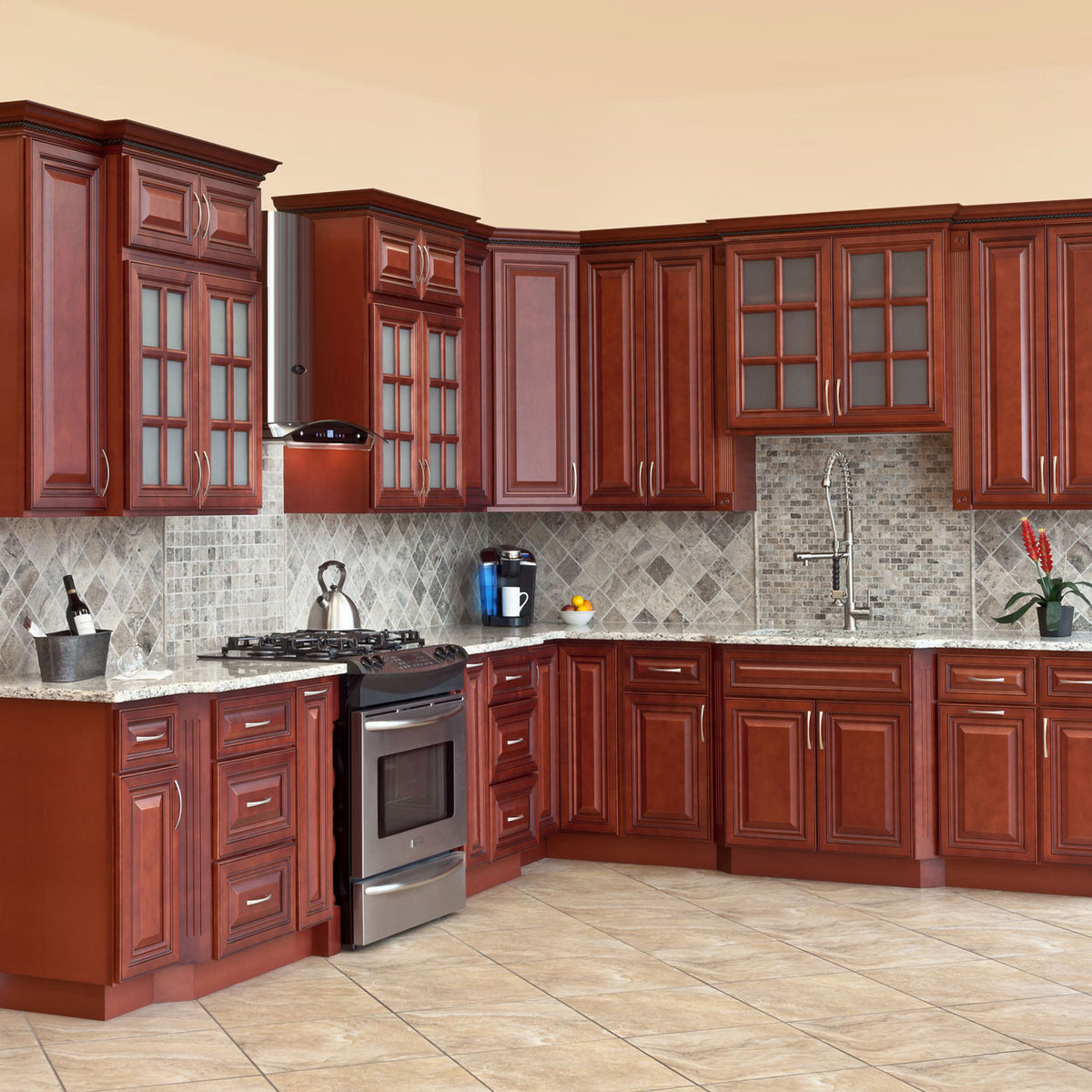 Utility Kitchen Cabinet U1890 Cherryville LessCare 18 in. width 90 in ...