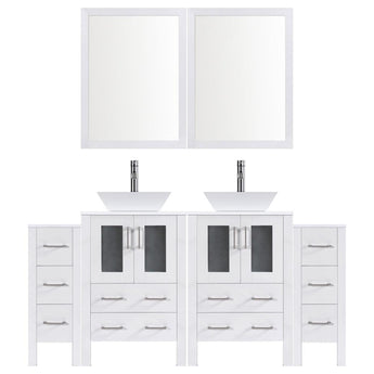 84" Modern Bathroom Vanity Set with Mirror and Sink LV2-C17-84-W (White)