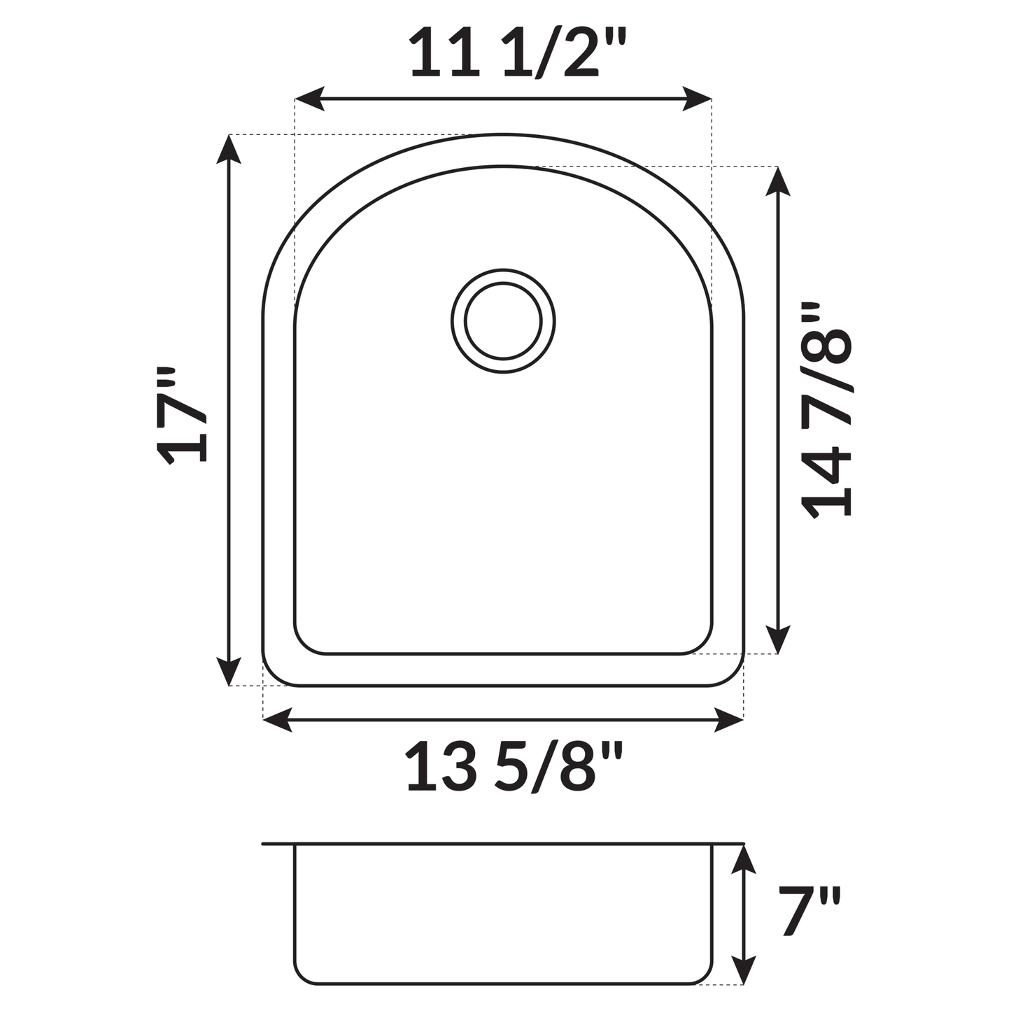 14 in Undermount Stainless Steel Single Bowl Bar or Prep Kitchen Sink with Rounded Edge L104