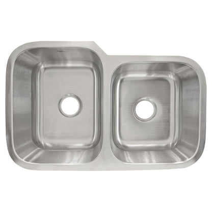 31.5 in Undermount Stainless Steel 60/40 Double Bowl Kitchen SinkL L202R