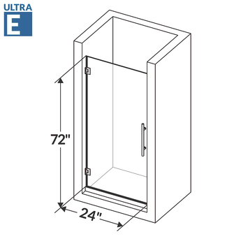 24 W x 72 H  Swing-Out Shower Door ULTRA-E Matte Black