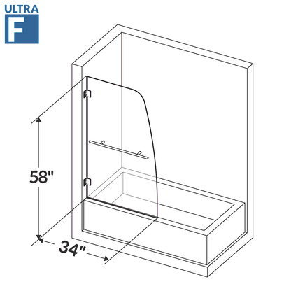 34 W x 58 H  Swing-Out Bathtub Door ULTRA-F