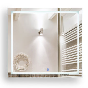 35 W x 32 H Modern Super White Front LED Frameless Mirror with Defogger