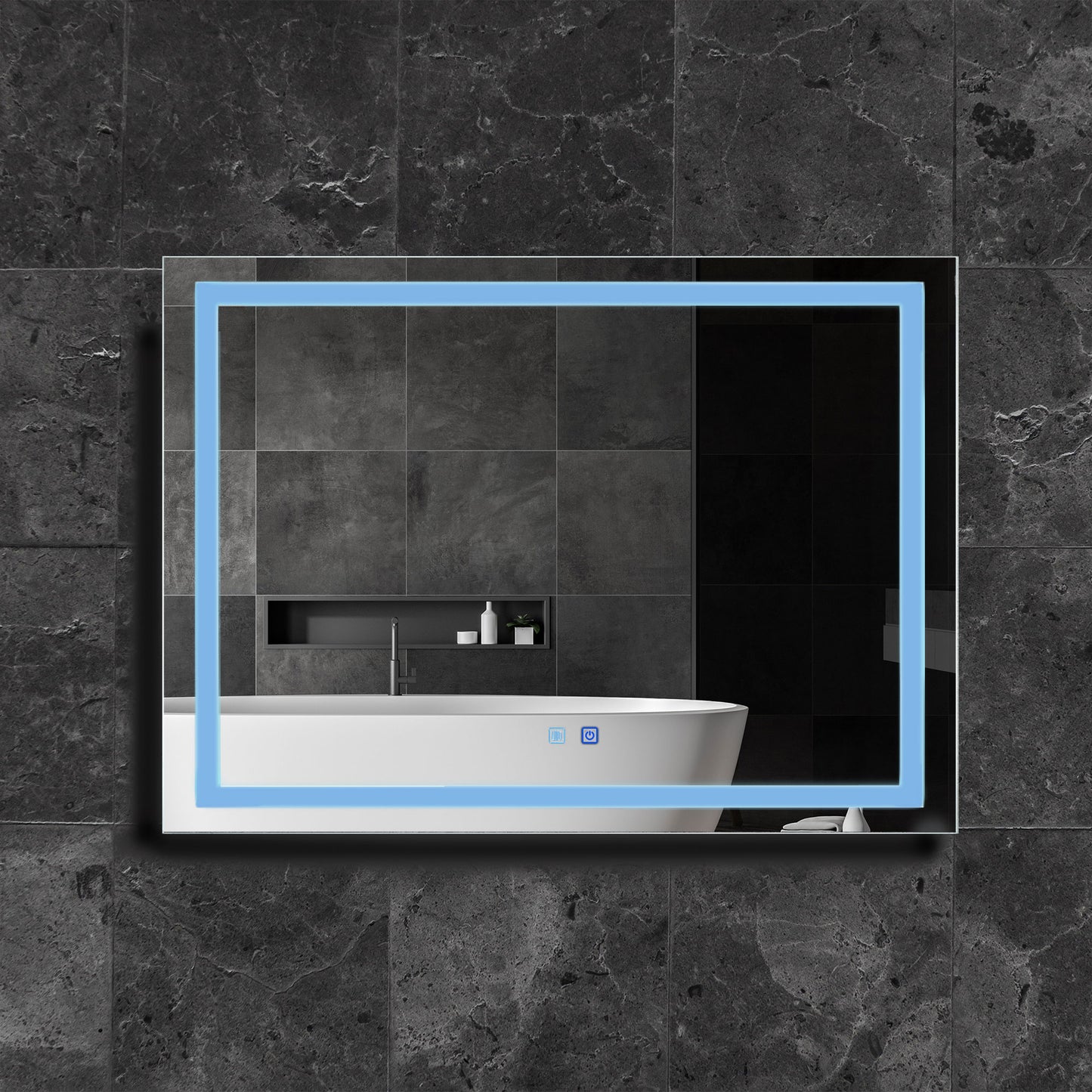 41 W x 32 H Modern Super White Front LED Frameless Mirror with Defogger