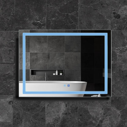 41 W x 32 H Modern Super White Front LED Frameless Mirror with Defogger