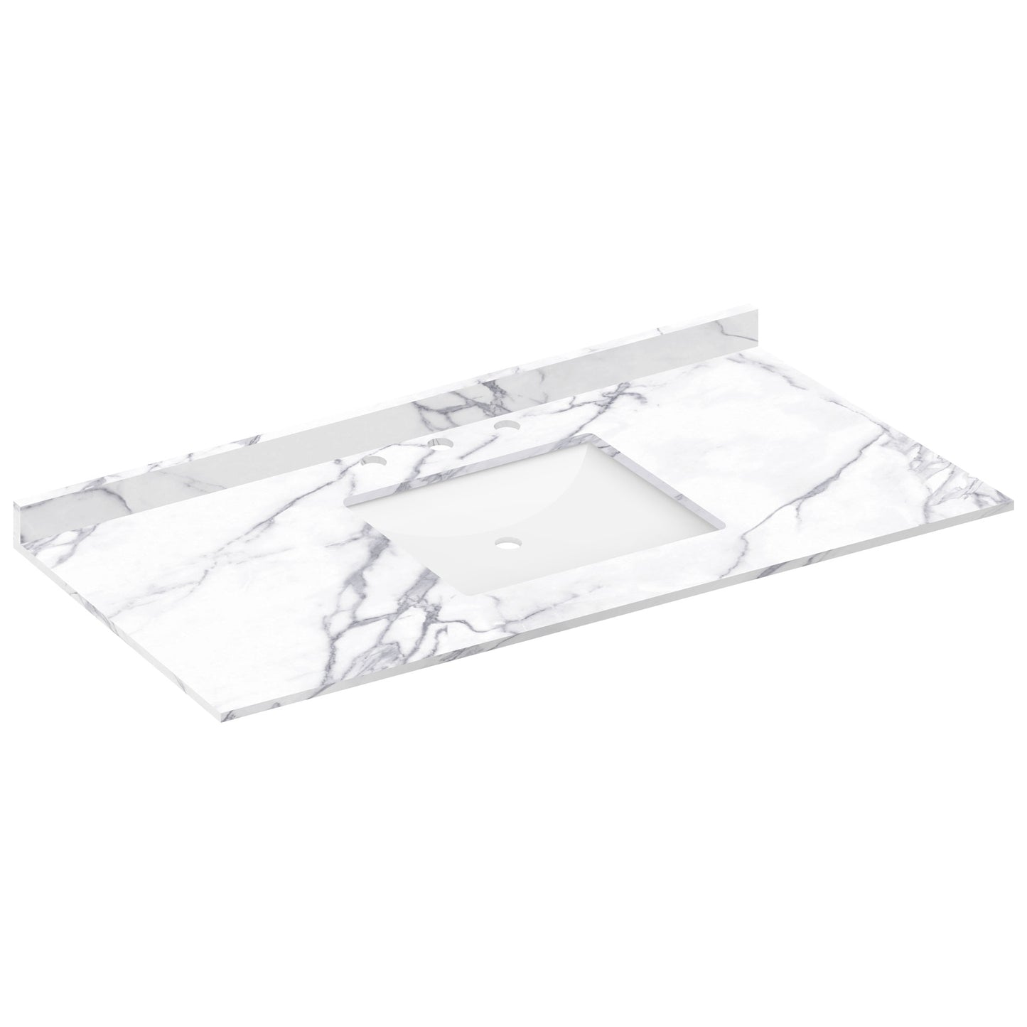 49 W x 22 L Calacatta White Vanity Top with Square Sink - 8 in Faucet Spread