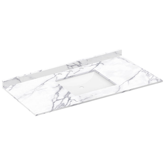 49 W x 22 L Calacatta White Vanity Top with Square Sink - 8 in Faucet Spread