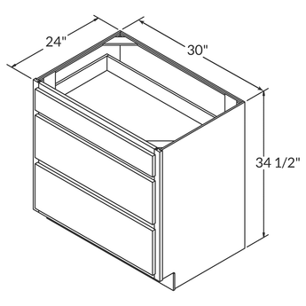 Linen Range Base Kitchen Cabinet LRB30 Newport LessCare 30 in. width 34.5 in. height 24 in. depth