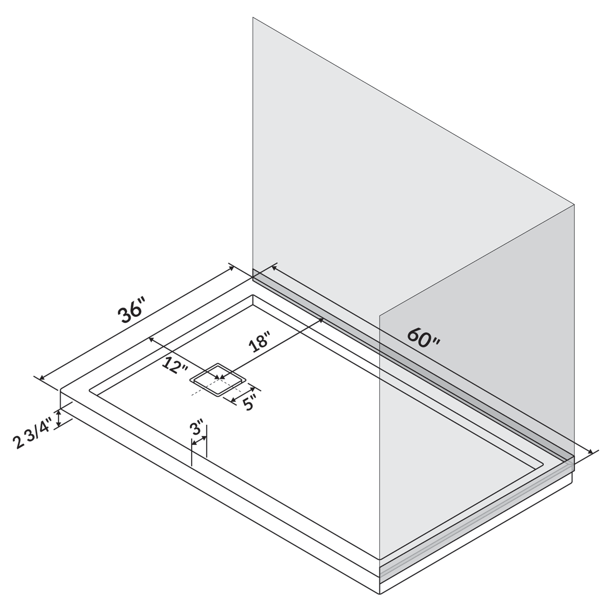 60 x 36 Single/Double Threshold Shower Base Pan Right/Left Drain