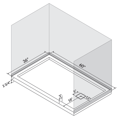 60 x 36 Single/Double Threshold Shower Base Pan Right/Left Drain