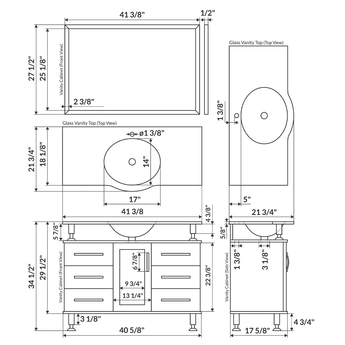 Vanity Cabinet White Modern 41.375"W LV1-42W