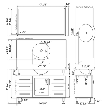 48" Espresso Modern Vanity Cabinet Set - Style 1