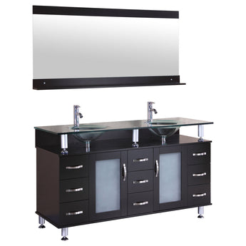 60" Espresso Modern Vanity Cabinet Set - Style 1