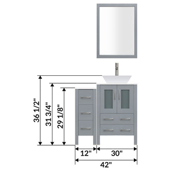 42" Modern Bathroom Vanity Set with Mirror and Sink LV2-C2-42-G (Gray)