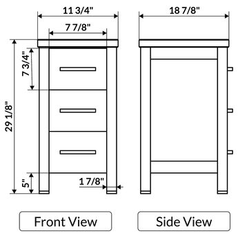 12" Modern Vanity Drawer Base (Gray)